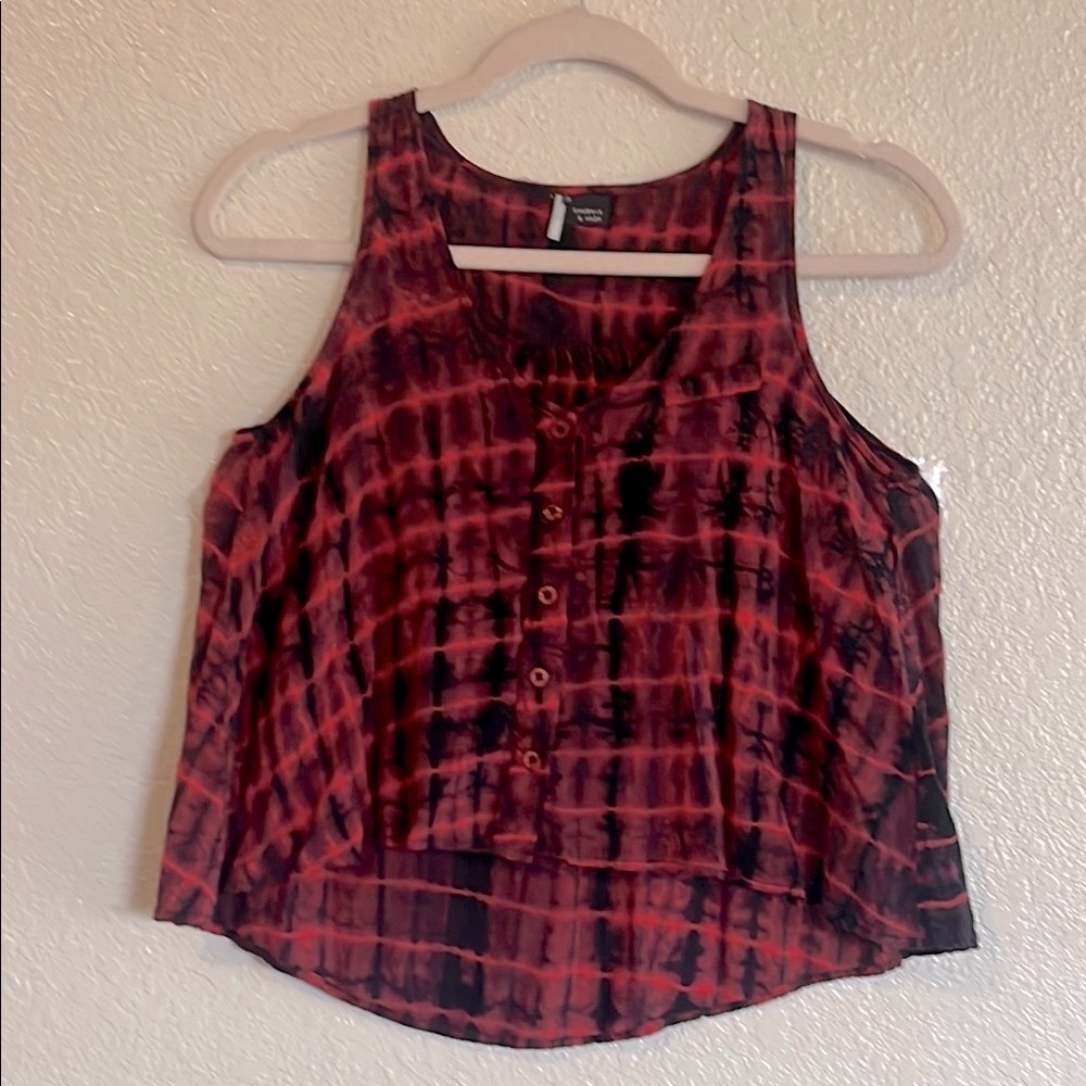 Sparkle & Fade Red and Black Sleeveless Crop Tank Top